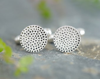 Dragon Scale Cufflinks in Sterling Silver, Silver Dragon Scale Cufflinks