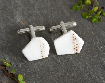 Unique Porcelain Cufflinks for Him, Handmade Porcelain Cufflinks