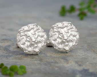 Sterling Silver Lion Cufflinks: Handmade, Personalized Option