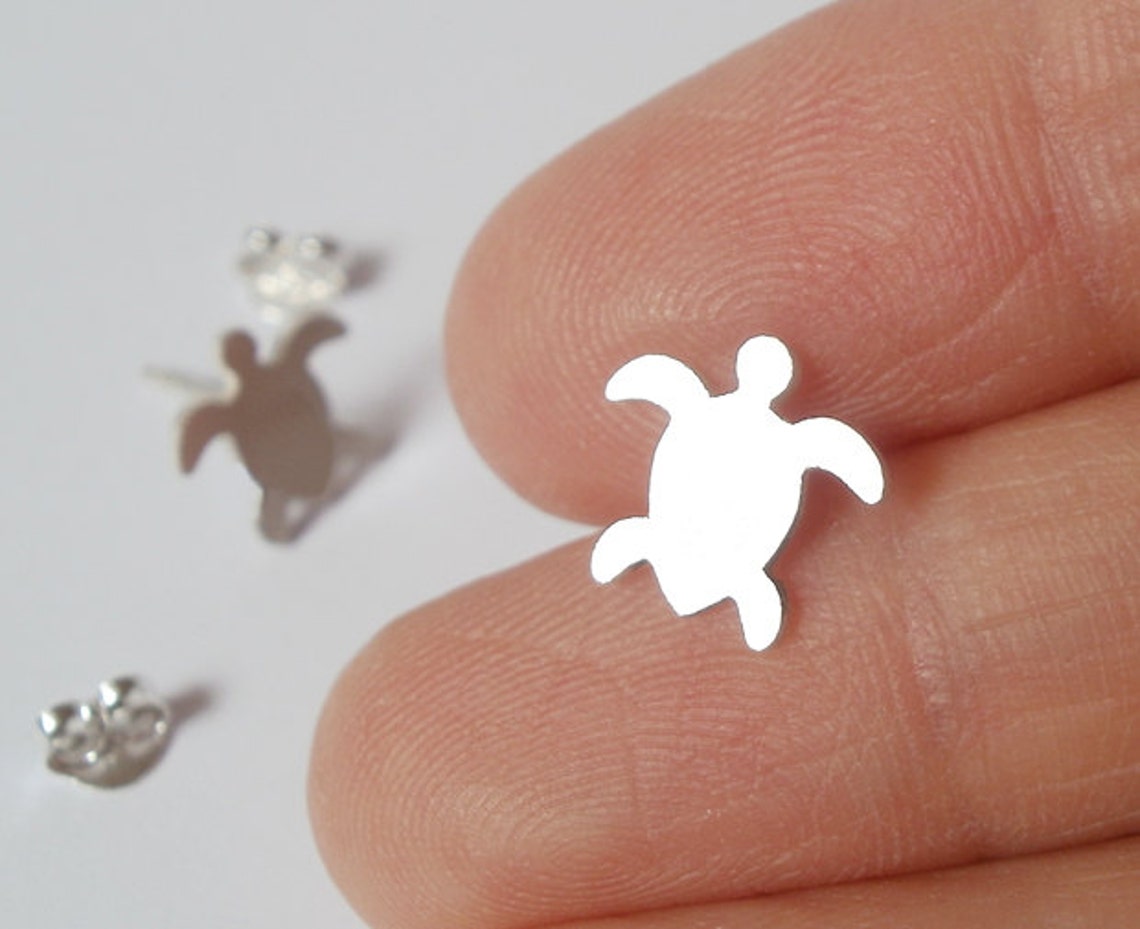 Sea Turtle Stud Earrings Silver Sea Turtle Ear Posts Etsy UK