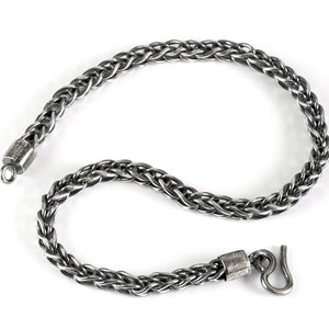 Pulsera de cola de zorro en plata de ley oxidada, 4 mm Pulsera de cola de zorro en plata negra, pulsera de 9&quot; de largo