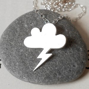 Lightning Cloud Necklace in Silver, Silver Lightning Cloud Necklace