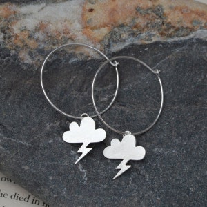 Lightning Cloud Earrings in Sterling Silver, Silver Lightning Cloud Earrings image 2