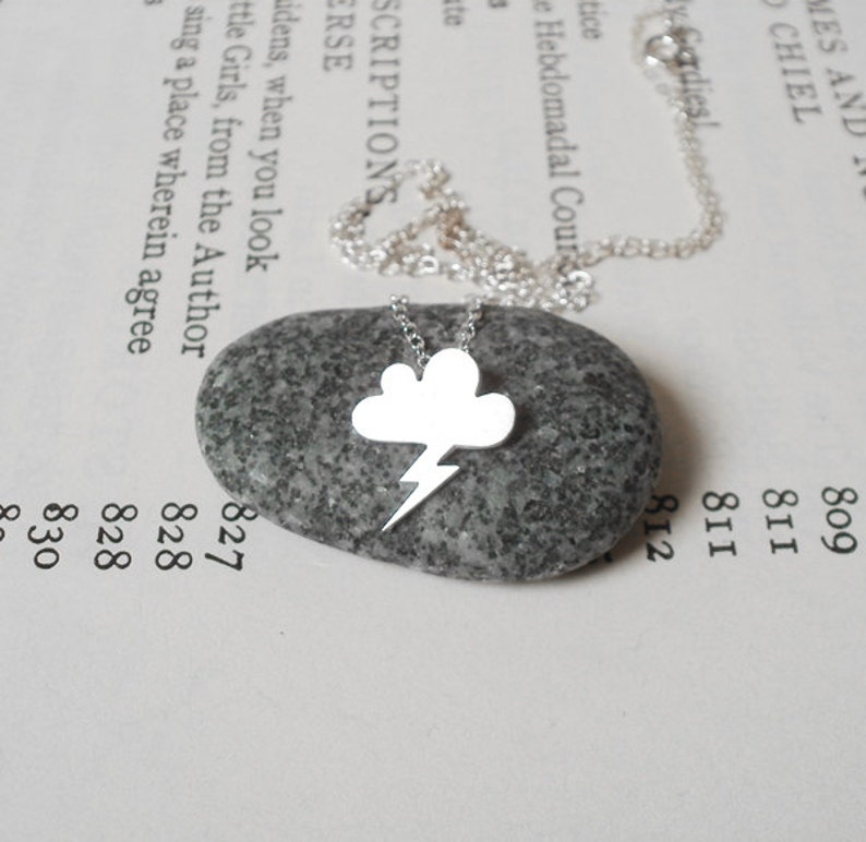 Lightning Cloud Necklace in Silver, Silver Lightning Cloud Necklace image 2