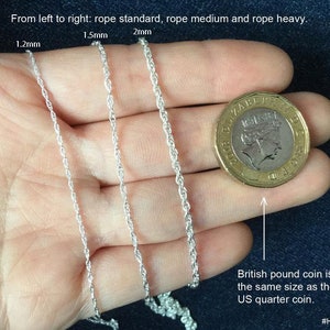 Solid Sterling Silver Chain, Trace, Diamond Cut Trace, Diamond Cut Curb, Curb and Rope, Silver Chain Necklace image 4