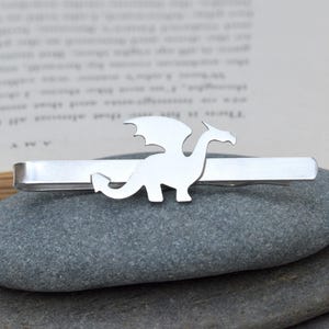Dragon Tie Clip in Sterling Silver, Silver Dragon Tie Clip, Personalized Dragon Tie Clip