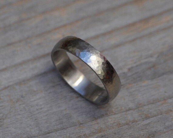 Platinum Wedding Band With Hammer Effect 5mm Platinum Wedding