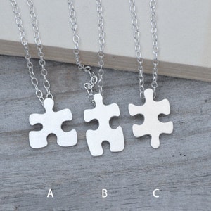 Jigsaw Puzzle Necklace in Silver, Silver Puzzle Necklace, Friendship Necklace image 1