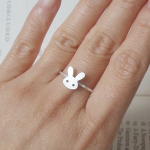 Rabbit Ring in Sterling Silver, Silver Bunny Ring image 4