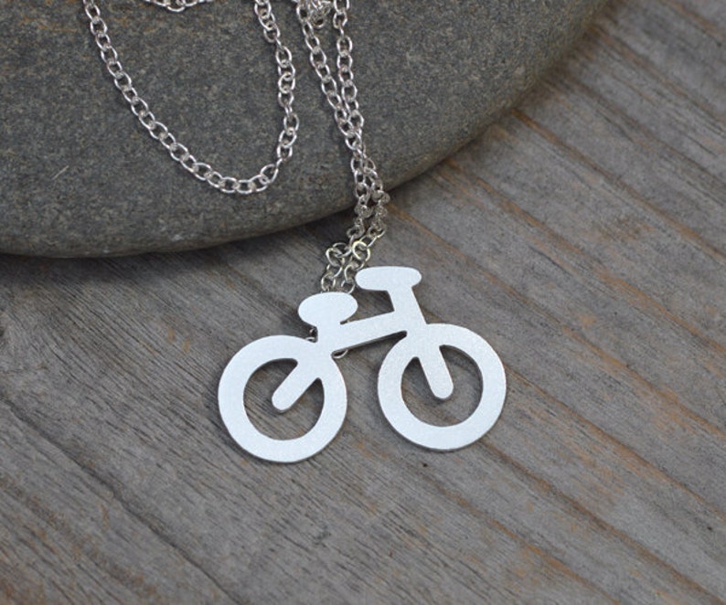 Bicycle Necklace in Sterling Silver, Silver Bicycle Necklace image 4