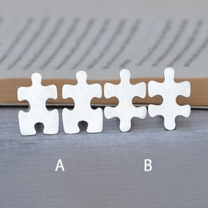 Jigsaw Puzzle Cufflinks in Sterling Silver, Jigsaw Puzzle Cufflinks with Personalized Message image 5