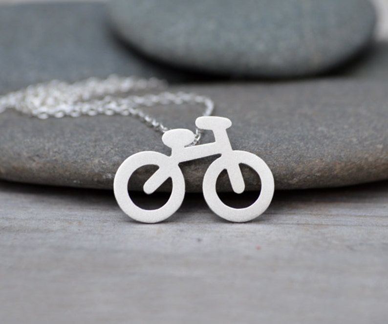 Bicycle Necklace in Sterling Silver, Silver Bicycle Necklace image 3
