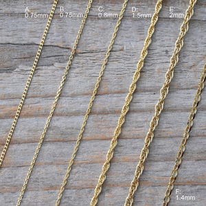 Solid 9ct Yellow Gold Chain, Curb Chain, Belcher Chain, Rope Chain, DIY Necklace, Chain Necklace