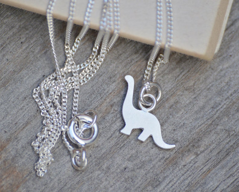 Dinosaur Necklace Brontosaurus Necklace in Sterling Silver Etsy