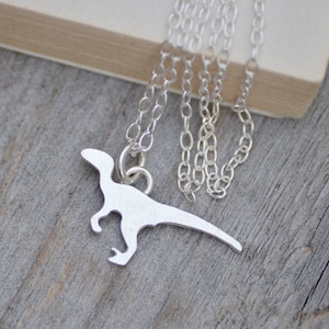 Velociraptor Necklace in Silver, Silver Dinosaur Necklace