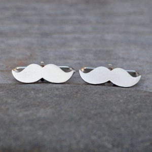 Moustache Cufflinks in Sterling Silver, Personalized Moustache Cufflinks, Silver Moustache Cufflinks image 3