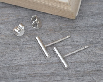 Simple Stick Stud Earrings in Sterling Silver, Bar Ear Posts