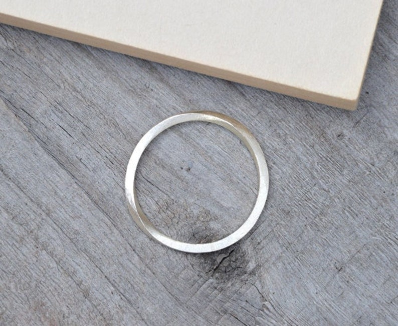 Inside Out Stacking Ring in Sterling Silver, Slim Silver Stacker image 1
