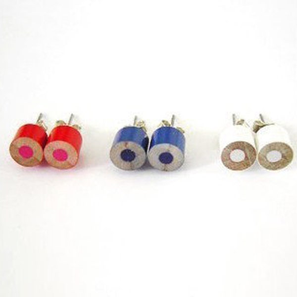 reserved for Teresa, 4 pairs of color pencil earring studs