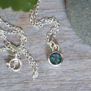 London Blue Topaz Necklace in Sterling Silver, November Birthstone Necklace, Birthstone Necklace image 3