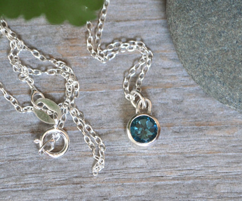 London Blue Topaz Necklace in Sterling Silver, November Birthstone Necklace, Birthstone Necklace image 3