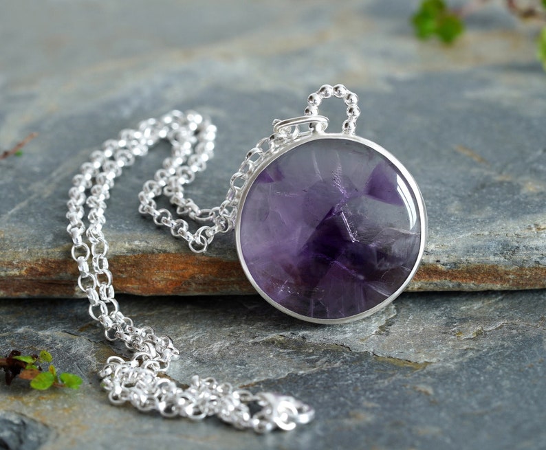 Large Amethyst Necklace in Sterling Silver, One of a Kind Amethyst Necklace image 1