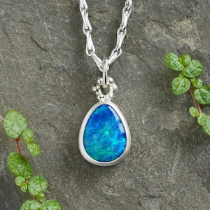 1.65ct Australian Opal Doublet Necklace: Sterling Silver Pendant