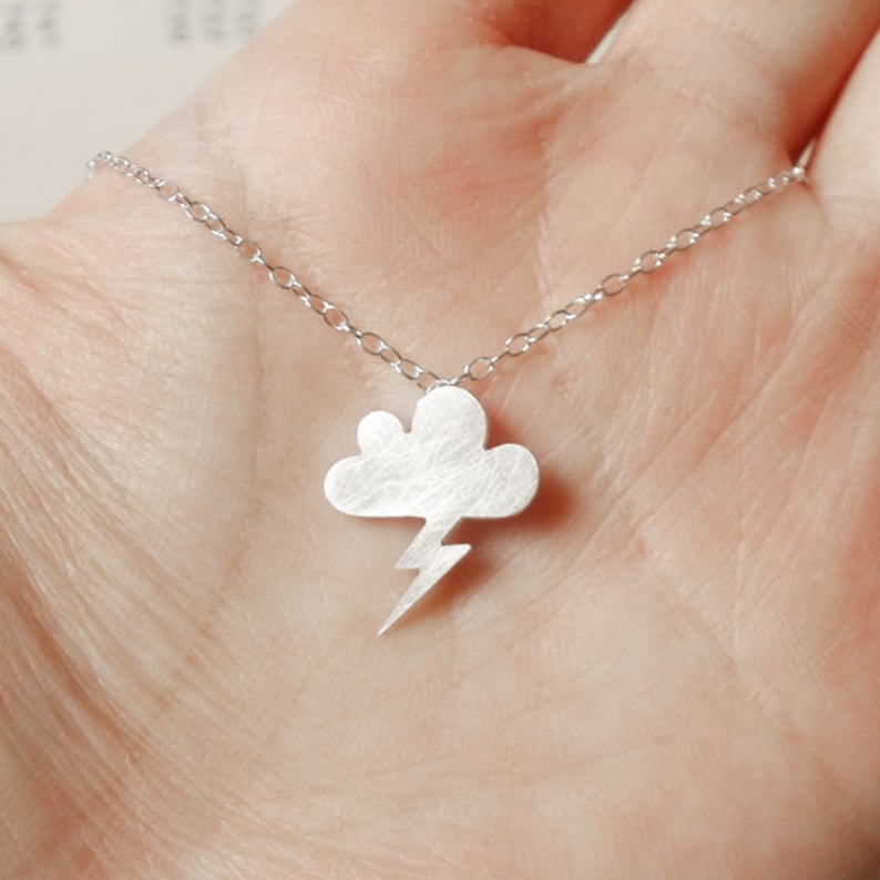 Lightning Cloud Necklace in Silver, Silver Lightning Cloud Necklace image 3