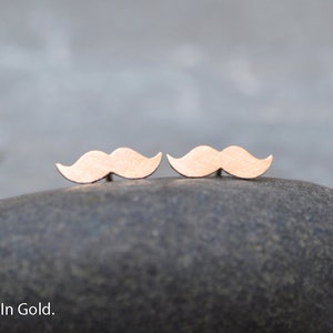 Moustache Stud Earrings, Silver Moustache Ear Posts image 7