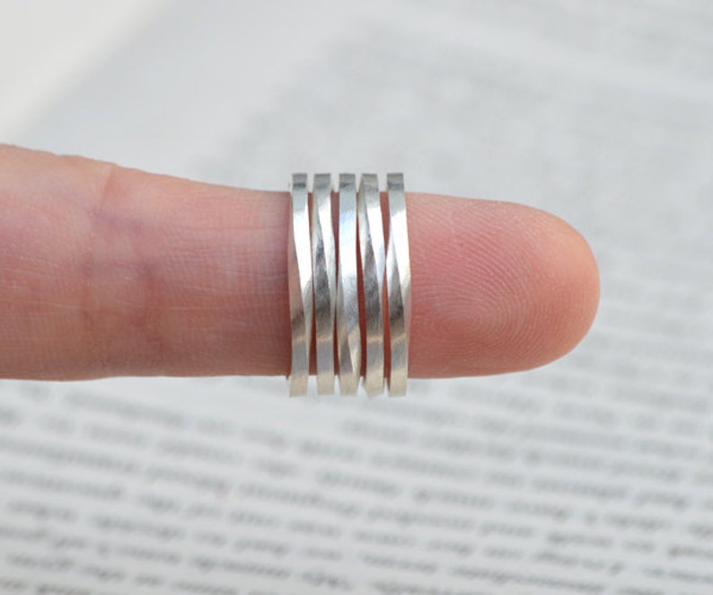 Inside Out Stacking Ring in Sterling Silver, Slim Silver Stacker image 4