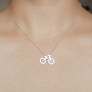 Bicycle Necklace in Sterling Silver, Silver Bicycle Necklace image 2