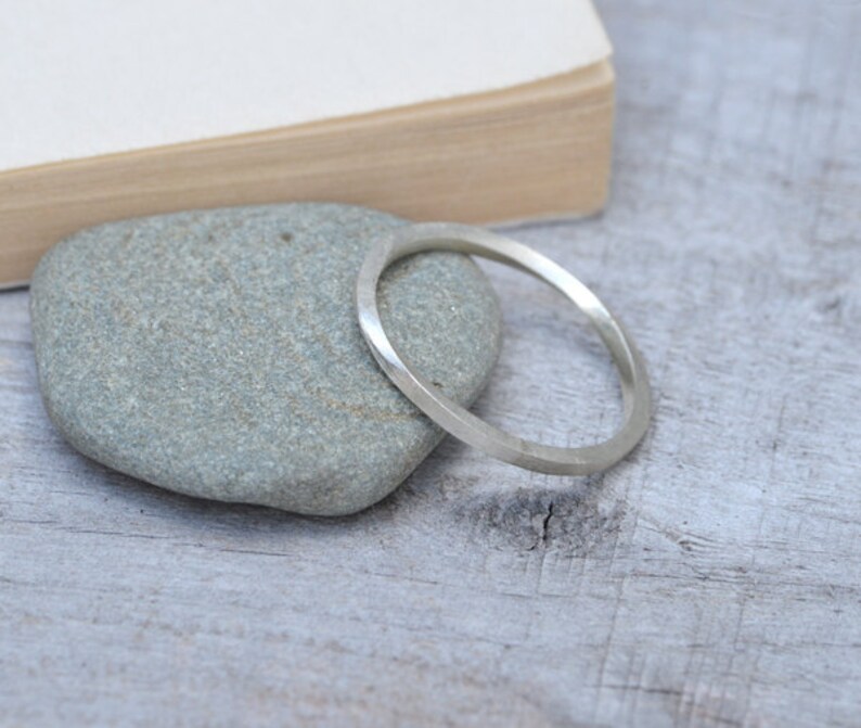 Inside Out Stacking Ring in Sterling Silver, Slim Silver Stacker image 2