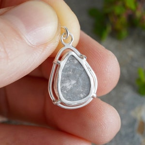 0.55ct Pear Grey Diamond Slice Necklace: Sterling Silver Pendant