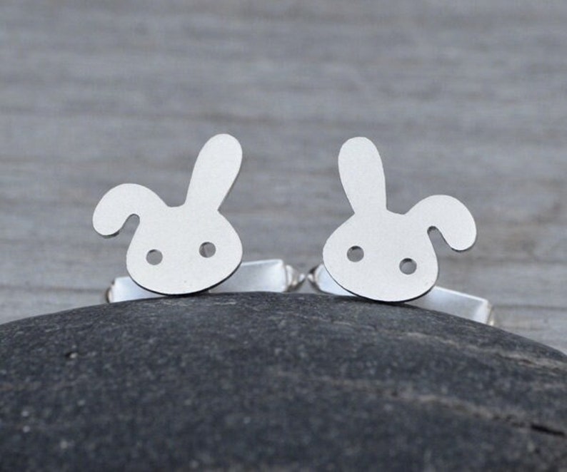 Rabbit Cufflinks in Sterling Silver, Bunny Cufflinks, Personalized Cufflinks with one floppy ear