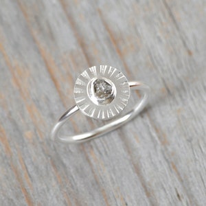 Raw Diamond Flower Ring, Silver Diamond Ring image 2