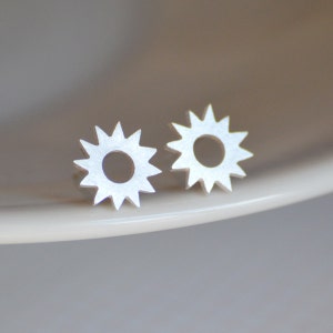 Sunshine Stud Earrings in Sterling Silver, Silver Sunshine Ear Posts