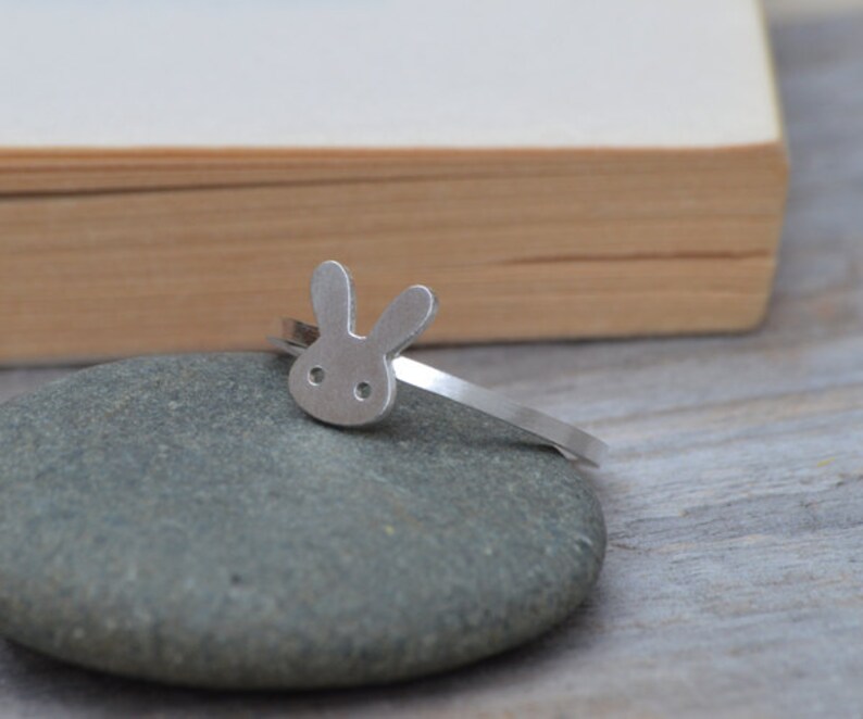 Rabbit Ring in Sterling Silver, Silver Bunny Ring image 2