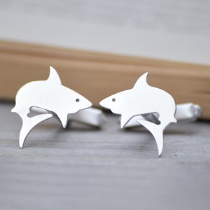 Shark Cufflinks in Sterling Silver, Animal Cufflinks