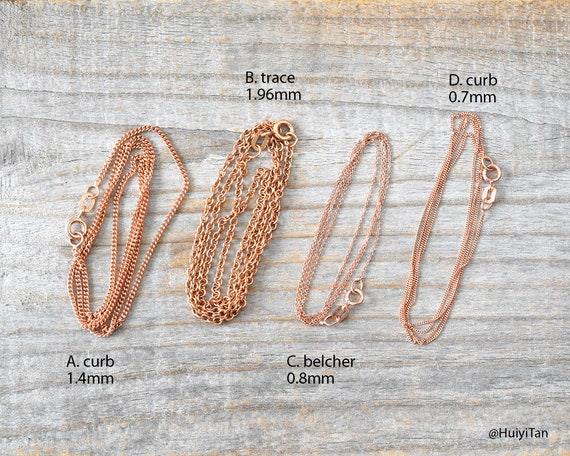 Solid 9ct Rose Gold Chain Curb Chain Belcher Chain and - Etsy