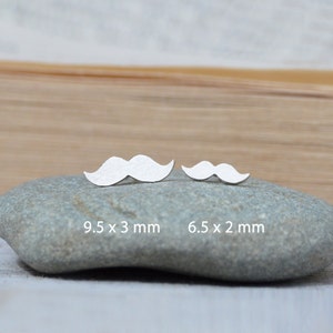 Moustache Stud Earrings, Silver Moustache Ear Posts image 2