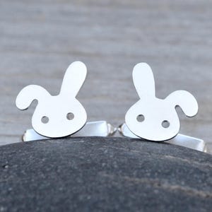 Kaninchen Manschettenknöpfe in Sterling Silber, Hase Manschettenknöpfe, personalisierte Manschettenknöpfe