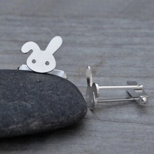 Rabbit Cufflinks in Sterling Silver, Bunny Cufflinks, Personalized Cufflinks image 2