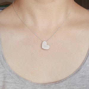 Mended Heart Necklace in Sterling Silver, Silver Mended Heart Shape Necklace image 3