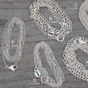 Solid Sterling Silver Chain, Omega Chain, Cable Chain, Spiga Chain, Figaro Chain, Diamond Cut Belcher Chain, Special Trace Chain image 8