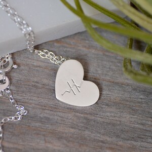 Mended Heart Necklace in Sterling Silver, Silver Mended Heart Shape Necklace image 2