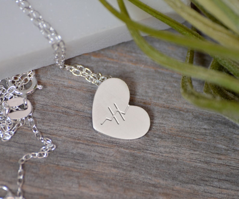 Mended Heart Necklace in Sterling Silver, Silver Mended Heart Shape Necklace image 2