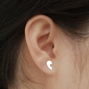 Puzzle Heart Shape Ear Posts in Sterling Silver, Silver Jigsaw Puzzle Stud Earrings image 4