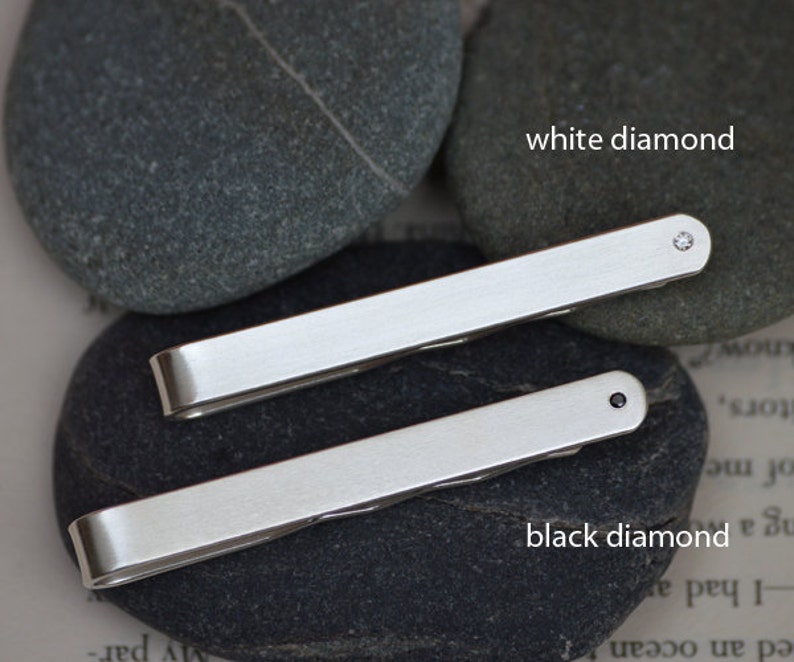 Diamond Tie Slide, Diamond Tie Clip, Diamond Jewelry for Him image 2