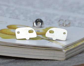 Caravan Stud Earrings in Sterling Silver, Silver Caravan Ear Posts