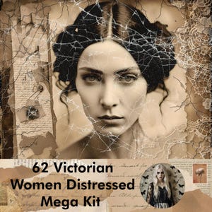 62 foto vintage invecchiate di donne vittoriane Mega Pack / Digital Junk Journal Ephemera / Scrapbook Kit / Bellissimi ritratti di donne vittoriane